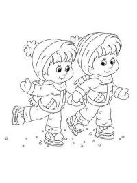 Due bambini pattinano sul ghiaccio