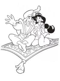 Aladino e Jasmine sul tappeto volante