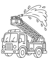 Camion dei pompieri spruzza acqua
