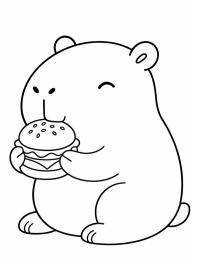 Capibara mangia un cheeseburger