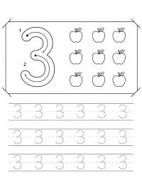 Imparare a scrivere il numero 3