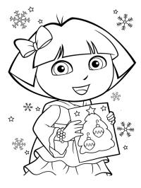 Dora con il biglietto di Natale