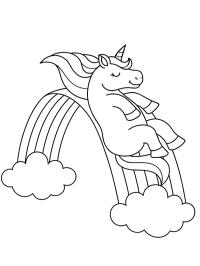 Un unicorno scivola sull'arcobaleno