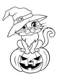 Gatto di Halloween con un cappello da strega