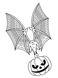 Il pipistrello di Halloween vola con una zucca