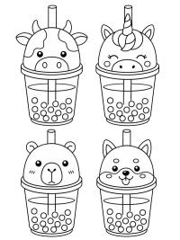 Tazze di bubble tea Kawaii