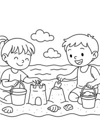 I bambini giocano sulla spiaggia