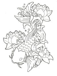tatuaggio di loto e pesce koi