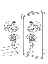 Mr Bean si guarda allo specchio