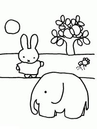 Miffy con un elefante