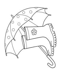 Ombrello e stivali da pioggia