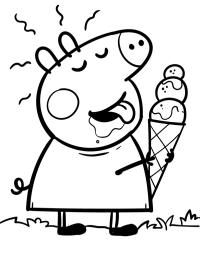 Peppa Pig lecca il cono gelato