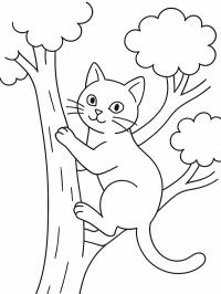 Gatto che si arrampica su un albero