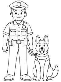Agente di polizia con cane poliziotto