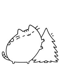 Pusheen davanti all'albero di Natale