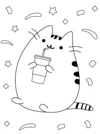 Pusheen beve il frullato