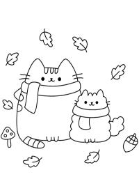 Pusheen e Stormy il gatto in autunno