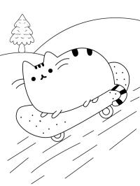 Pusheen sullo skateboard