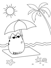 Pusheen in spiaggia