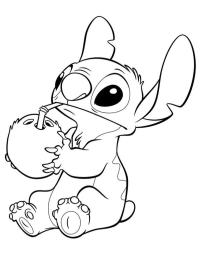 Stitch beve da una noce di cocco