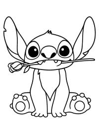 Stitch con una rosa