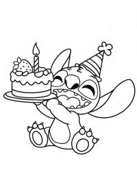 Stitch con la torta