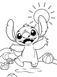 Stitch sulla spiaggia