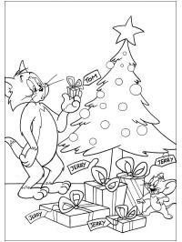 Tom e Jerry accanto all'albero di Natale