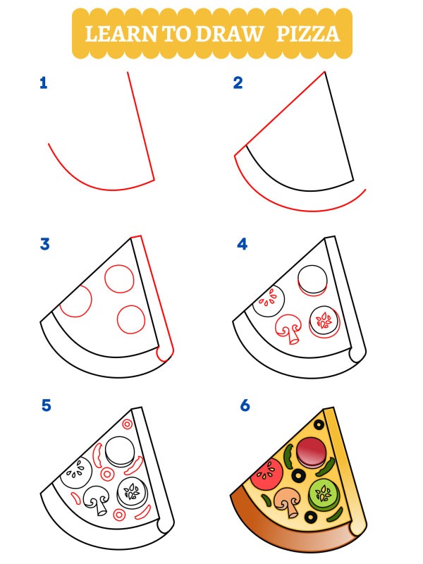 Come disegnare una fetta di pizza