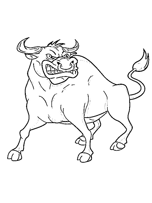Toro arrabbiato disegno da colorare