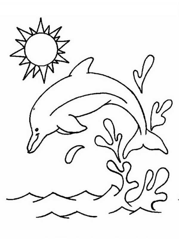 Delfino che salta dall'acqua disegno da colorare
