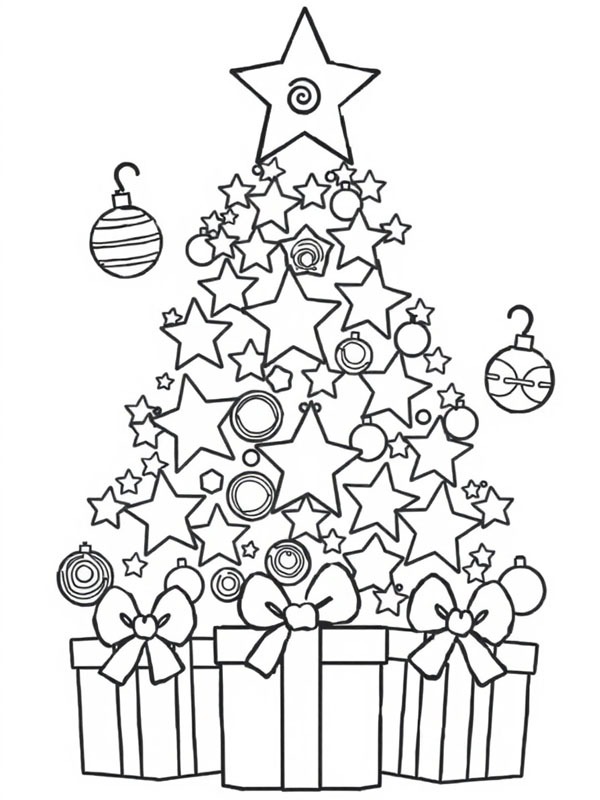 Albero di Natale a stelle disegno da colorare Albero di Natale a stelle disegno da colorare