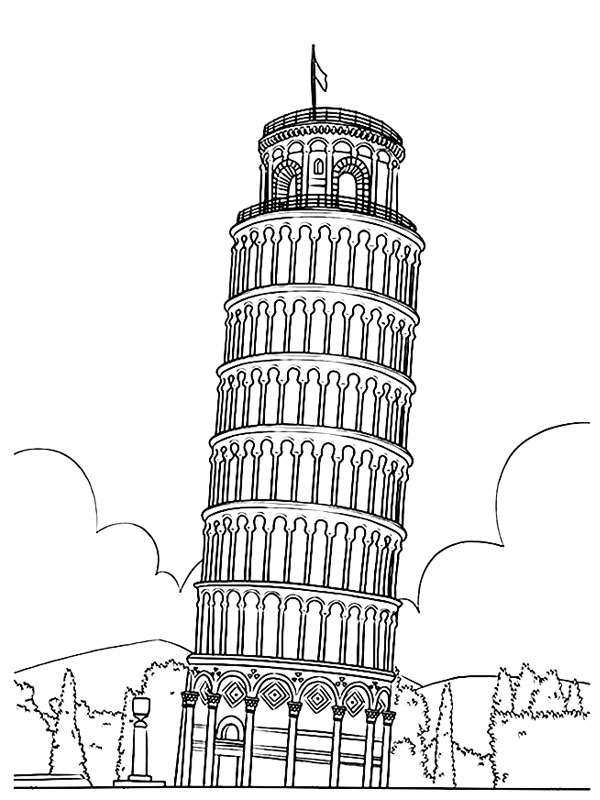 Torre di Pisa disegno da colorare