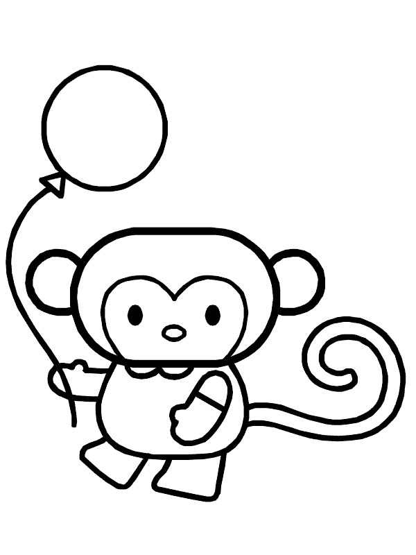 Scimmia con un palloncino disegno da colorare