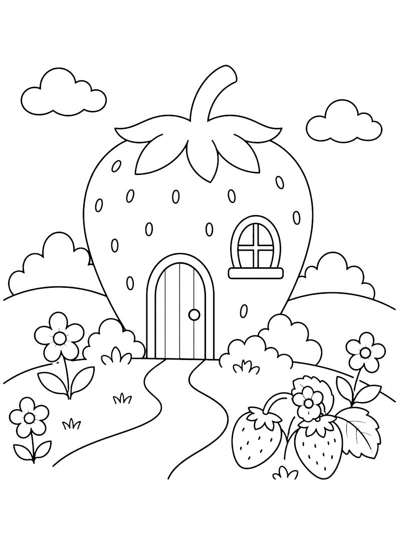 Casa delle fragole disegno da colorare Casa delle fragole disegno da colorare