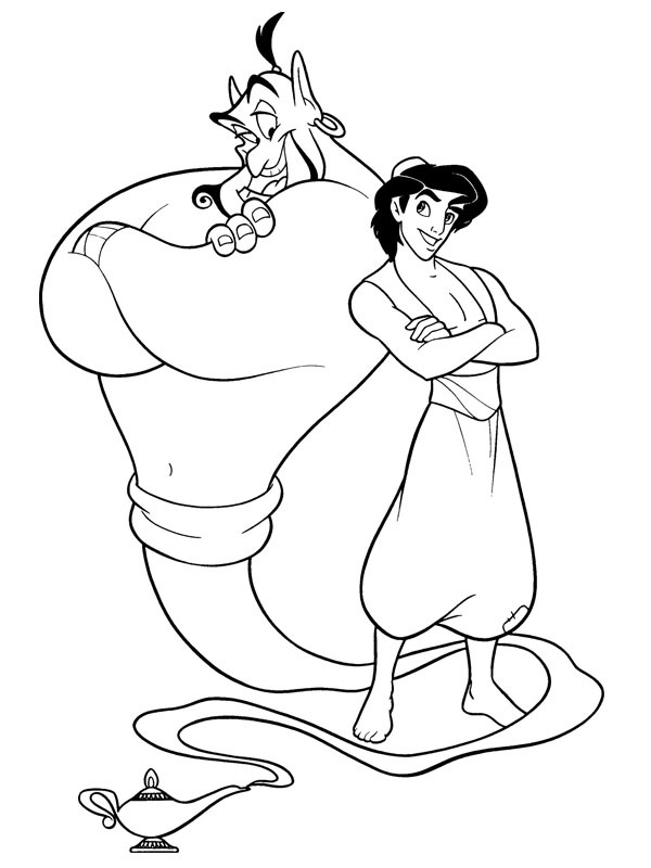 Aladino e il genio della lampada disegno da colorare