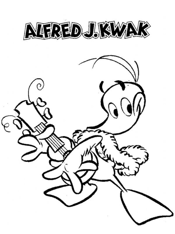 Alfred Jodocus Kwak con la chitarra disegno da colorare