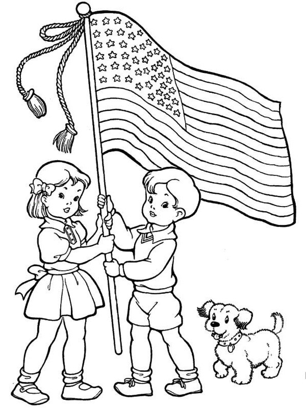 alzare la bandiera americana disegno da colorare