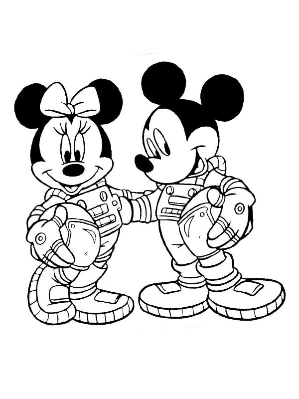 Astronauti Topolino e Minnie disegno da colorare