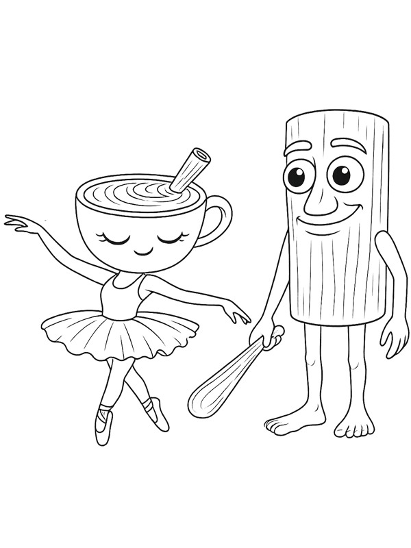 Ballerina Cappuccina e Tung Tung Tung Sahur disegno da colorare Ballerina Cappuccina e Tung Tung Tung Sahur disegno da colorare