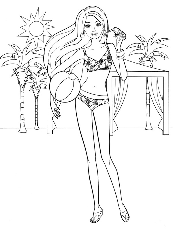 Barbie in bikini disegno da colorare