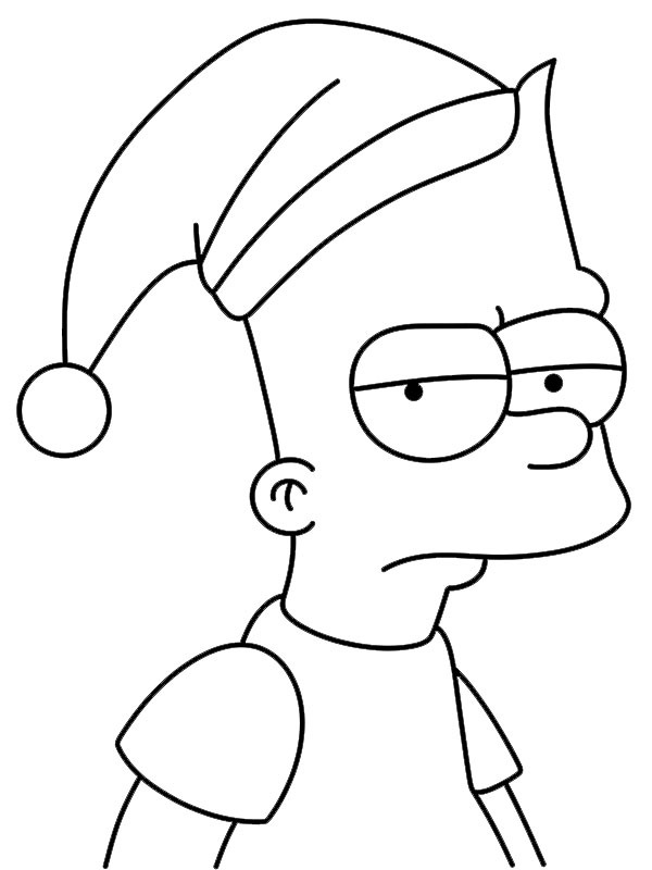 Bart Simpson con il cappello di Babbo Natale disegno da colorare Bart Simpson con il cappello di Babbo Natale disegno da colorare