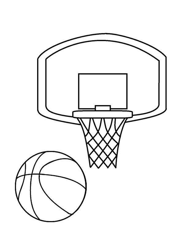 Pallone da Basket con il canestro disegno da colorare