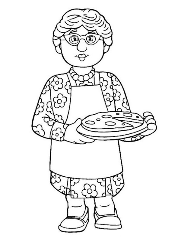 Nonna con la pizza disegno da colorare