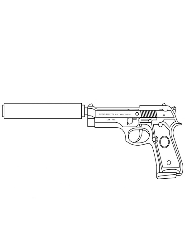 Pistola Beretta 92FS disegno da colorare