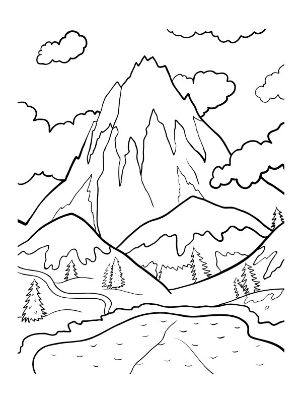 Paesaggio di montagna disegno da colorare