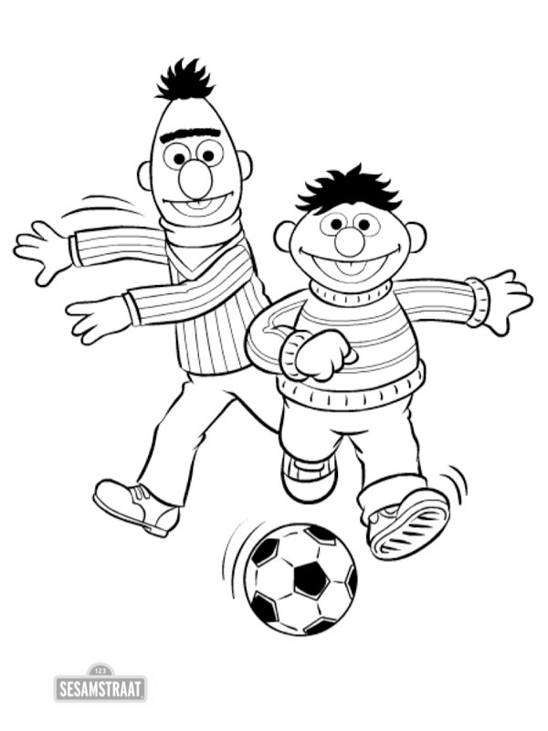 Bert e Ernie giocano a calcio disegno da colorare