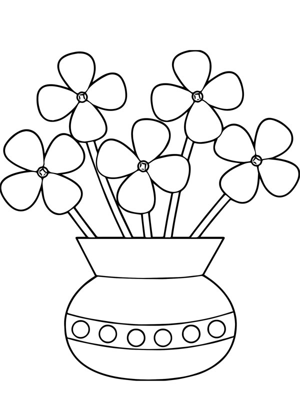 Fiori nel vaso disegno da colorare