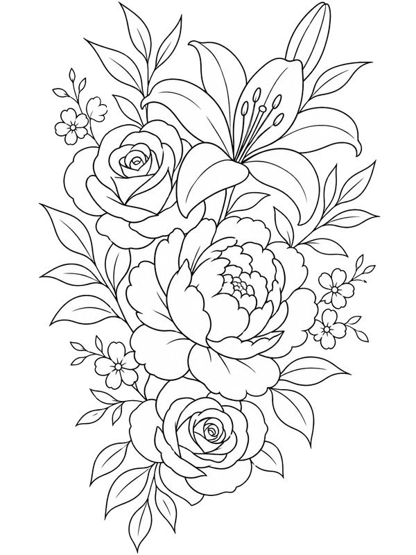 Tatuaggio a fiore disegno da colorare