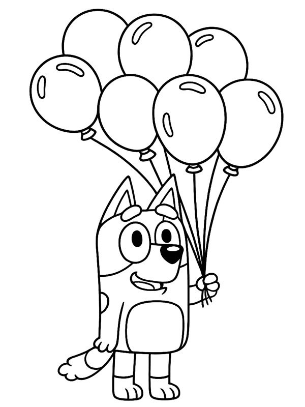 Bluey con palloncini disegno da colorare